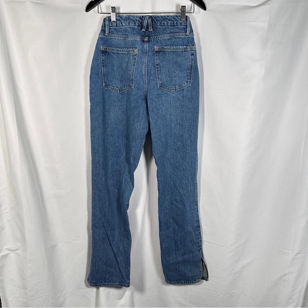 Good American ‘Good Boy’ Side-Slit Straight Jeans Blue941 (2/26) Rigid High Rise - Picture 8 of 13